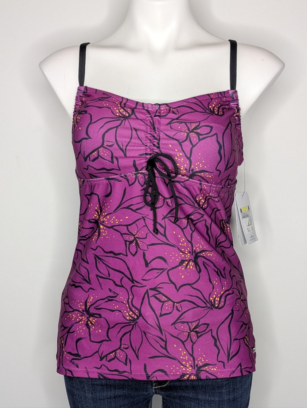NWT Dolphin Purple Black Floral Tankini Swimsuit Top M